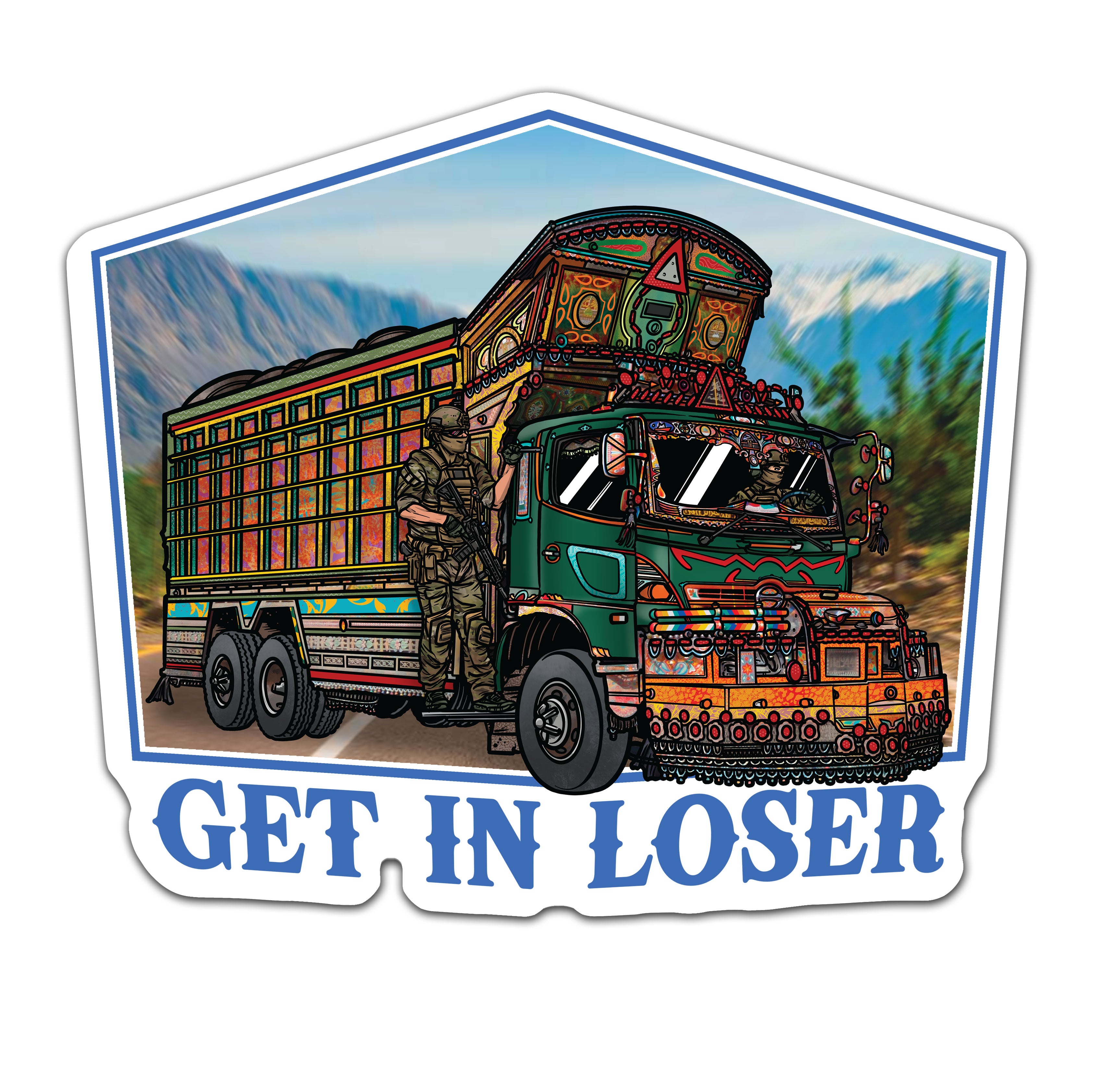 Jingle Truck Blue Sticker