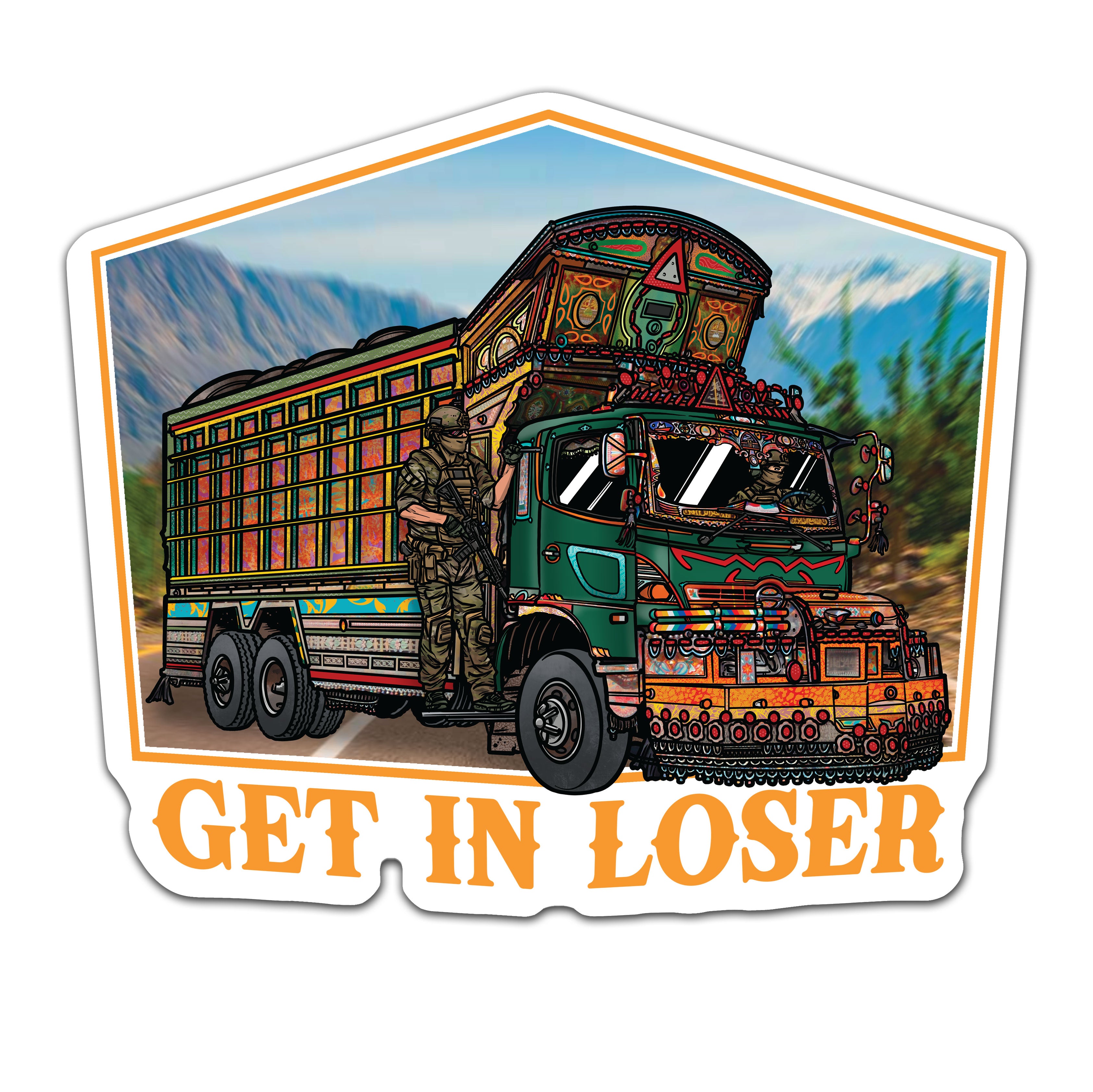 Jingle Truck Orange Sticker