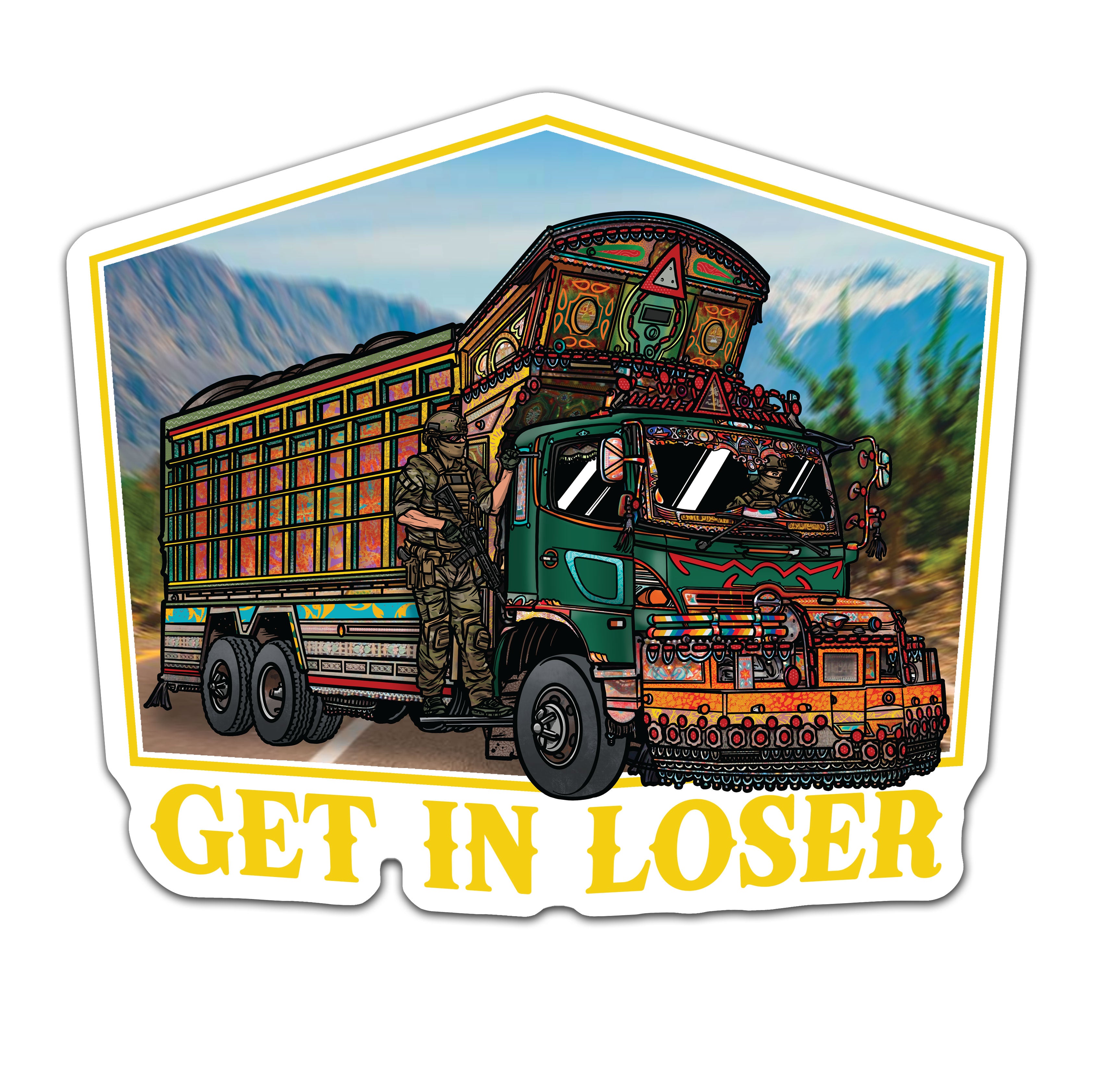 Jingle Truck Yellow Sticker